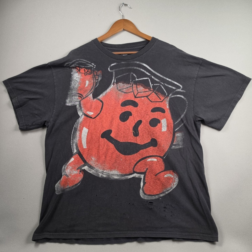 Kool-Aid Man Graphic T-Shirt Mens XXL Black Distressed Grunge Tee Vintage Style